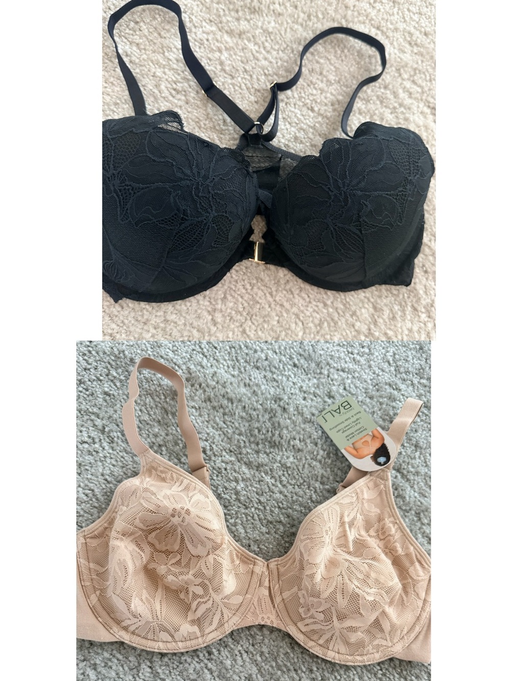 Bali Lace Underwire and push up Bra bundle - Black & Nude 34D